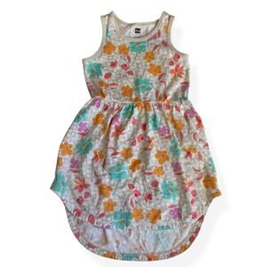 Tea Collection Sleeveless Hi-Low Floral Print Dress 5 Girls